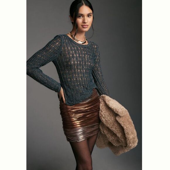 Anthropologie Pilcro Long-Sleeve Open-stitch Netting Sweater - Picture 2 of 5